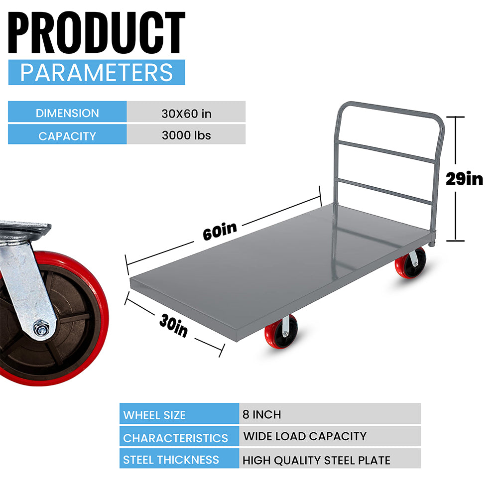 MAXLOAD Heavy Duty Industrial Platform Cart 60"X 30” with 3300 lbs