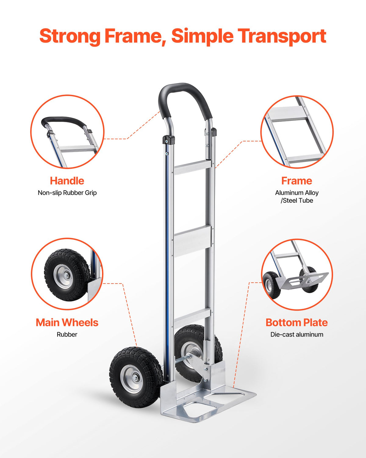 500 lbs Heavy Duty Hand Truck Dolly | Aluminum Alloy | Novu