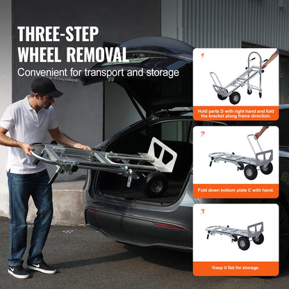 800/1,000 lb 4-in-1 Convertible Aluminum Hand Truck | NOVU CA
