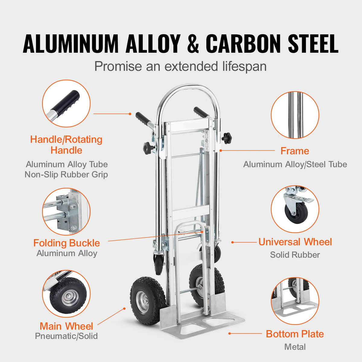 800/1,000 lb 4-in-1 Convertible Aluminum Hand Truck | NOVU CA