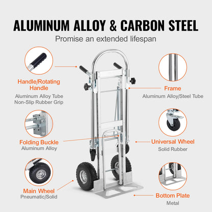 800/1,000 lb 4-in-1 Convertible Aluminum Hand Truck | NOVU CA