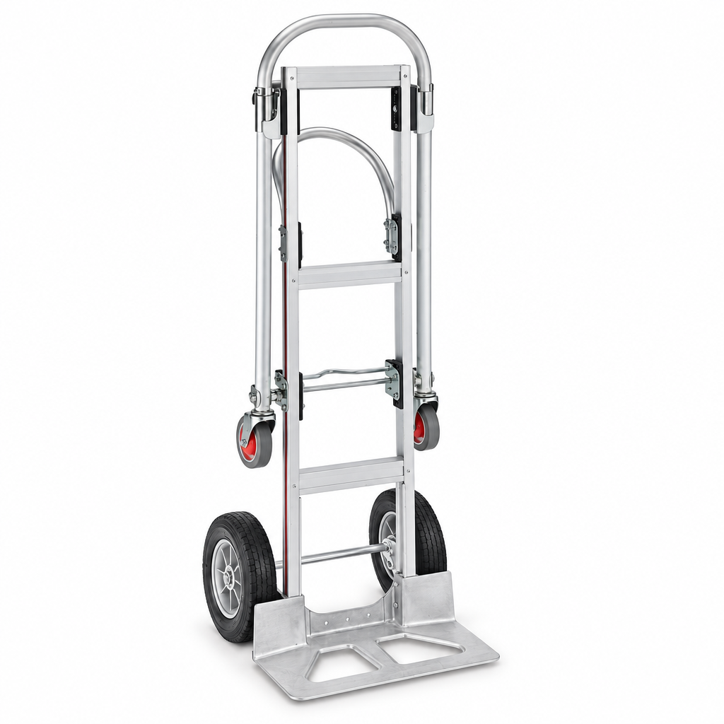Front-left angle of the aluminum convertible hand truck