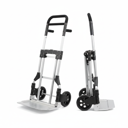 High-resolution folding hand truck, open and folded