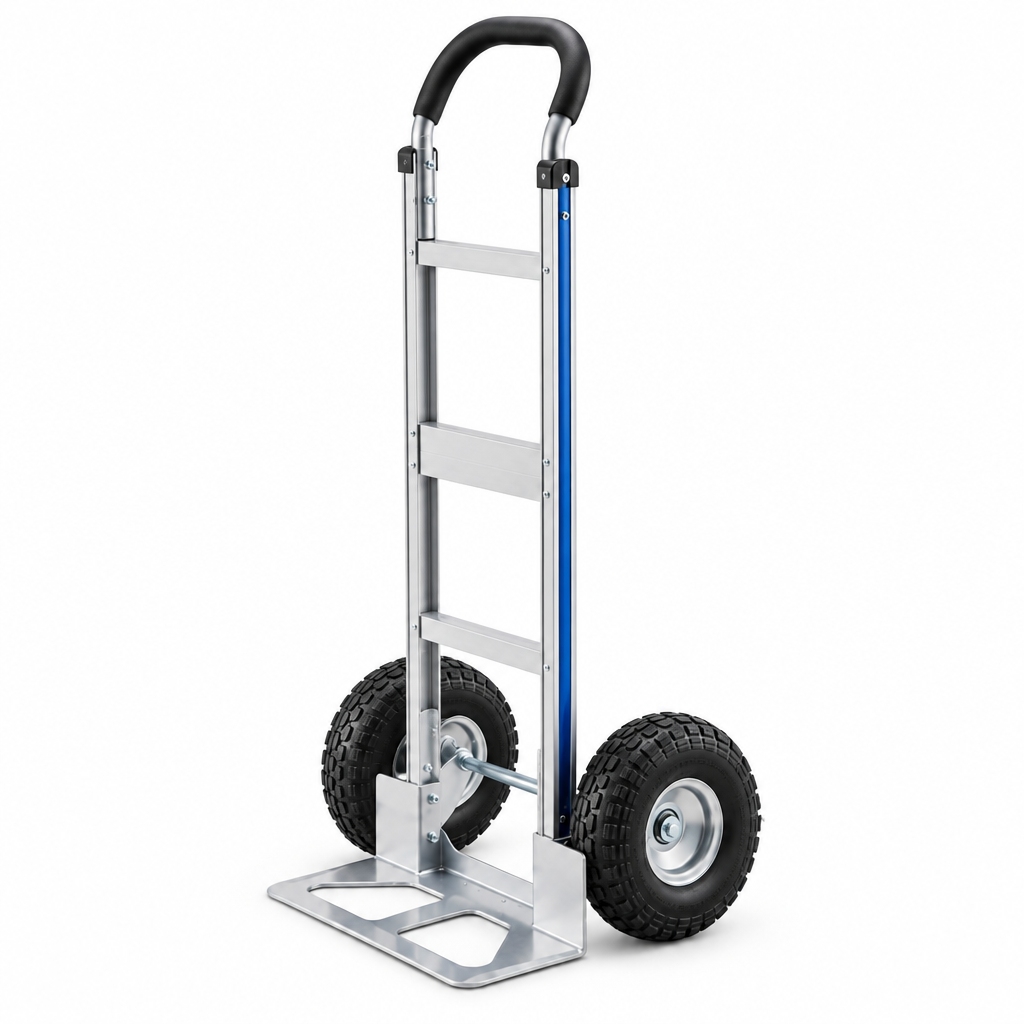 High-resolution front-left three-quarter view of the two-wheel hand truck