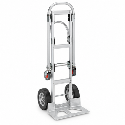 Rear-right angle of the aluminum convertible hand truck